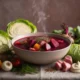 Beet & Cabbage Borscht with Sour Cream